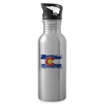 Colorado Fahne Flagge used-look - Trinkflasche mit integriertem Trinkhalm - Lightsilver - Rechts