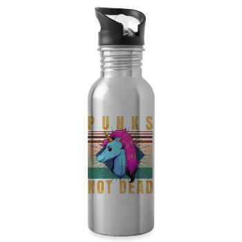Punk's Not Dead - Punk Rock - Vintage - Gourde avec paille intégrée - argent clair - Droite