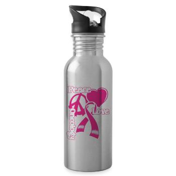 Oncology Nurse Peace Love Oncology Nurse - Water bottle with straw - silver - Right