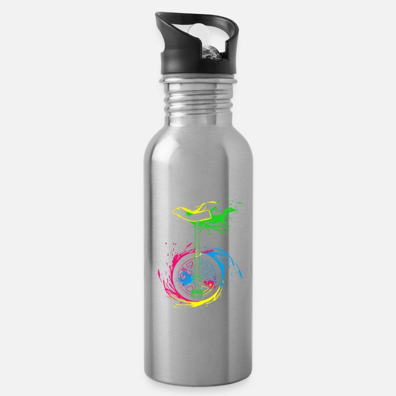 Splash Monocycle - Gourde avec paille intégrée - argent clair