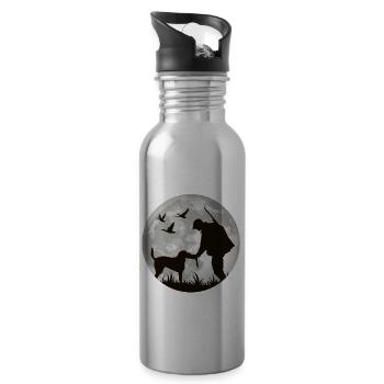 Chasseur avec chiens pour chasseurs chasse et cadeau de chasse - Gourde avec paille intégrée - argent clair - Droite
