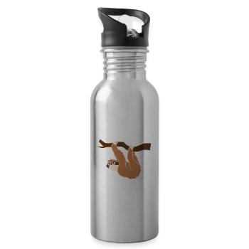 Für einen Burnout - Faultier Faulenzer - Trinkflasche mit integriertem Trinkhalm - Lightsilver - Rechts