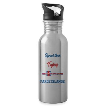 Born in Faroe Islands - Water bottle with straw - silver - Right