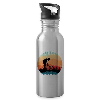 Mountainbike Weltbester Papa Vintage Motor Papa - Trinkflasche mit integriertem Trinkhalm - Lightsilver - Rechts