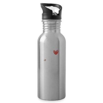 Bees beekeeper heart gift idea - Water bottle with straw - silver - Right