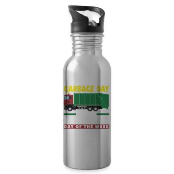 Guys Garbage Truck Garbage Collection Garbage Truck Gift - Water bottle with straw - silver - Right