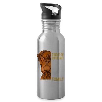 Bordeaux Dogge Hund Familie Geschenk - Trinkflasche mit integriertem Trinkhalm - Lightsilver - Rechts
