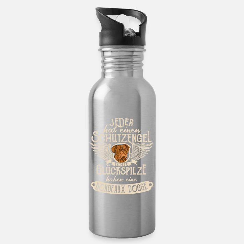 Bordeaux Dogge Hund Witzig Schutzengel Geschenk - Trinkflasche mit integriertem Trinkhalm - Lightsilver