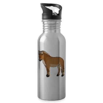 Norwegian fjord horse gift - Water bottle with straw - silver - Right