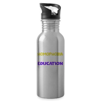 Lustiges Nonbinary und Genderqueer Geschenk - Trinkflasche mit integriertem Trinkhalm - Lightsilver - Rechts