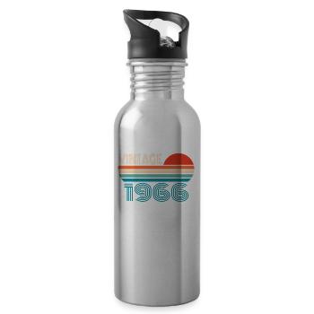 Vintage 1966 Geburtstag Retro Jahrgang Geschenk - Trinkflasche mit integriertem Trinkhalm - Lightsilver - Rechts