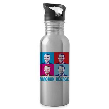 Macron dégage français en colère révolte citoyenne - Gourde avec paille intégrée - argent clair - Droite