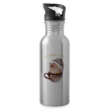 Coffee coffee drinkers early risers cafe lovers - Water bottle with straw - silver - Right