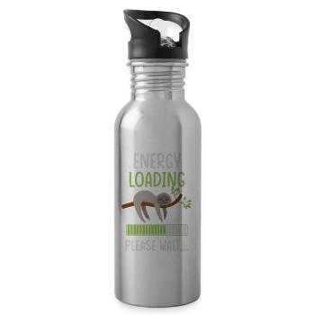 Sloth sloth lazy gift - Water bottle with straw - silver - Right
