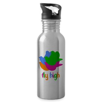 Bird Lovers Freedom Peace Peace - Water bottle with straw - silver - Right