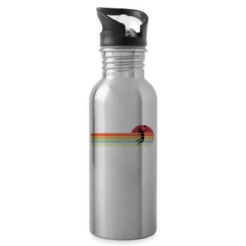 Funny Volleyball Shirt, Retro Vintage Volleyball D - Water bottle with straw - silver - Right