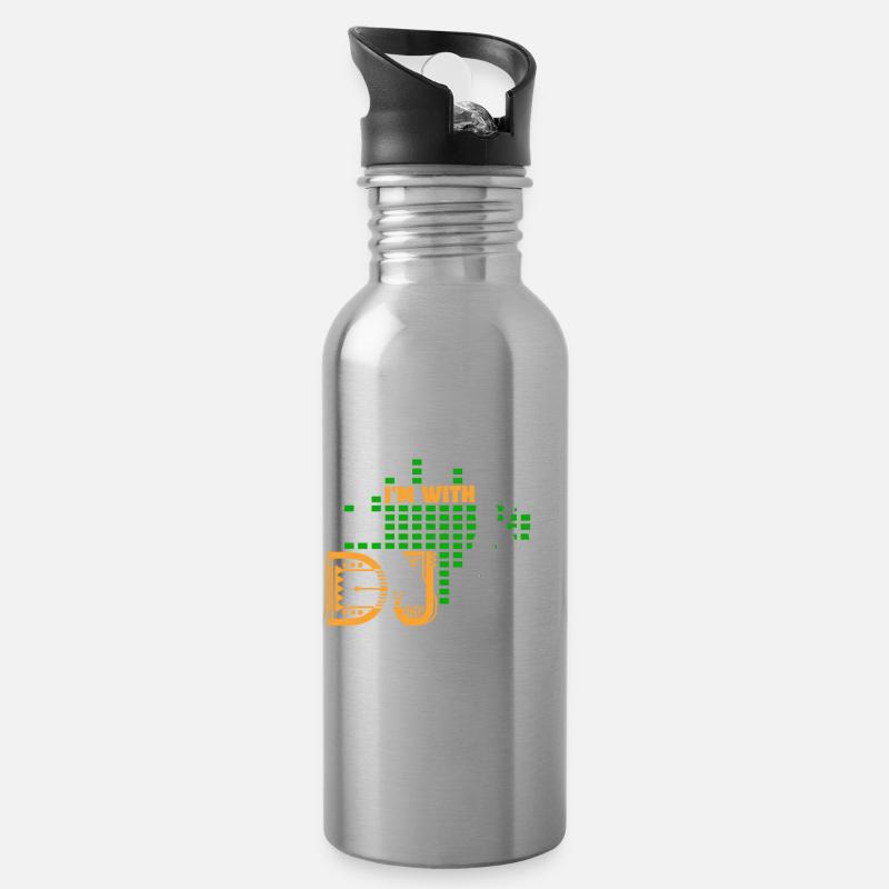 DJ Ich bin mit dem DJ - Trinkflasche mit integriertem Trinkhalm - Lightsilver