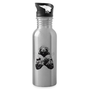 Slotherin comic slot funny sloth - Water bottle with straw - silver - Right