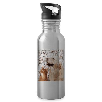 Chien chat chien chat tomcat minou chiens - Gourde avec paille intégrée - argent clair - Droite