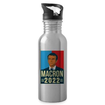 Emmanuel Macron Président de la république 2022 - Gourde avec paille intégrée - argent clair - Droite