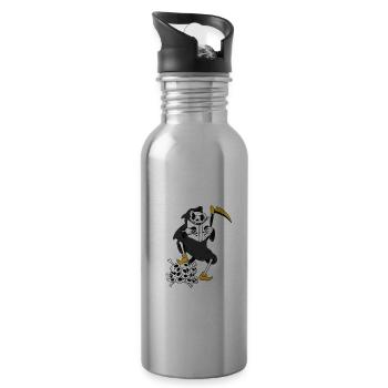 Totenkopf Sensenmann Lustige Geschenkidee Sprüche - Trinkflasche mit integriertem Trinkhalm - Lightsilver - Rechts