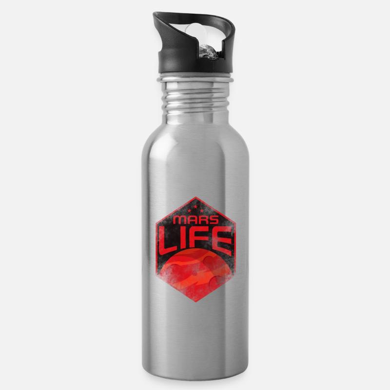 Mars - Trinkflasche mit integriertem Trinkhalm - Lightsilver