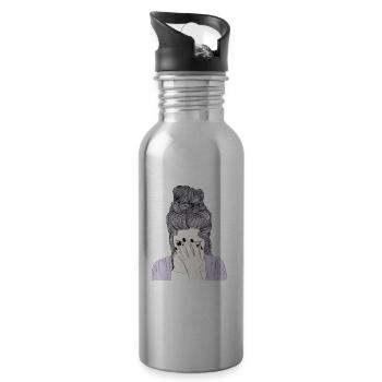 Katastrophe Frauen Vintage Retro Ernsthaft - Trinkflasche mit integriertem Trinkhalm - Lightsilver - Rechts