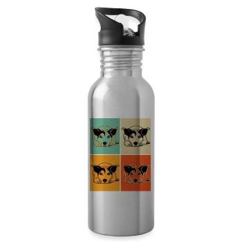 Jack Russell Terrier Pop Art - Water bottle with straw - silver - Right