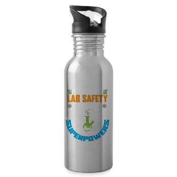 chemist chemistry lab nerd science geek - Water bottle with straw - silver - Right