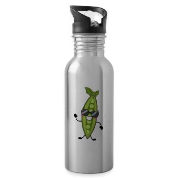 Erbsen - Trinkflasche mit integriertem Trinkhalm - Lightsilver - Rechts