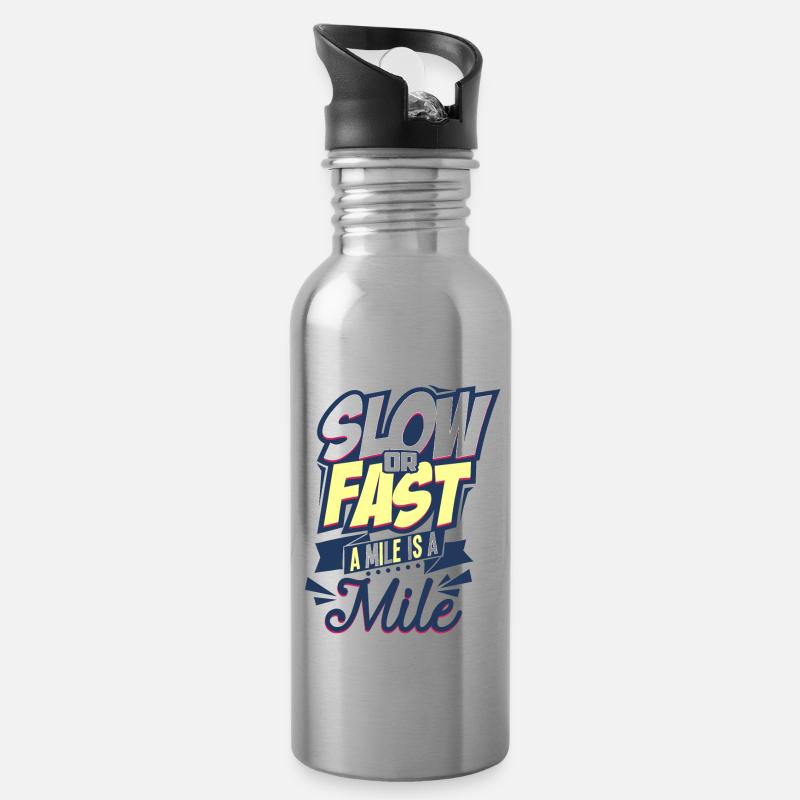 Laufen Marathon Läufer - Trinkflasche mit integriertem Trinkhalm - Lightsilver