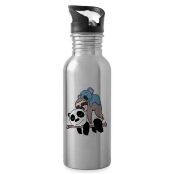 Panda sloth and koala - Water bottle with straw - silver - Right