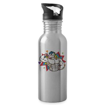 Dadacorn Einhorn Dad Vatertags-Geschenk daddycorn - Trinkflasche mit integriertem Trinkhalm - Lightsilver - Rechts