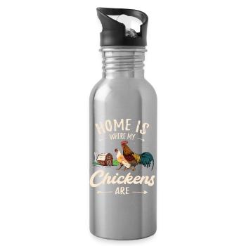 Chicken farmer domestic chicken chicken farm funny - Water bottle with straw - silver - Right