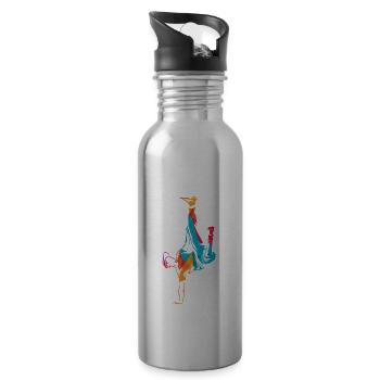 Freestyle soccer Fußball football - Trinkflasche mit integriertem Trinkhalm - Lightsilver - Rechts