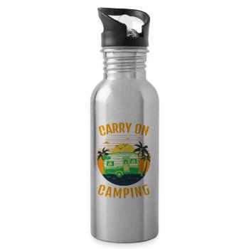 Continuez à camper avec le coucher du soleil - Gourde avec paille intégrée - argent clair - Droite