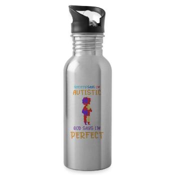 Autismus Kinder Bewusstsein Asperger Kind Autist - Trinkflasche mit integriertem Trinkhalm - Lightsilver - Rechts