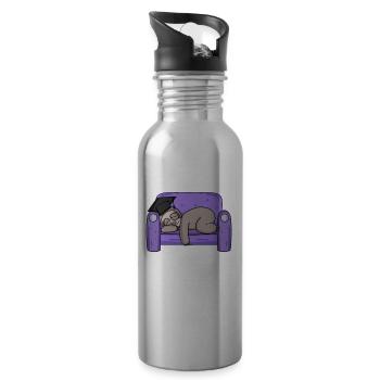 Sloth student funny - Water bottle with straw - silver - Right