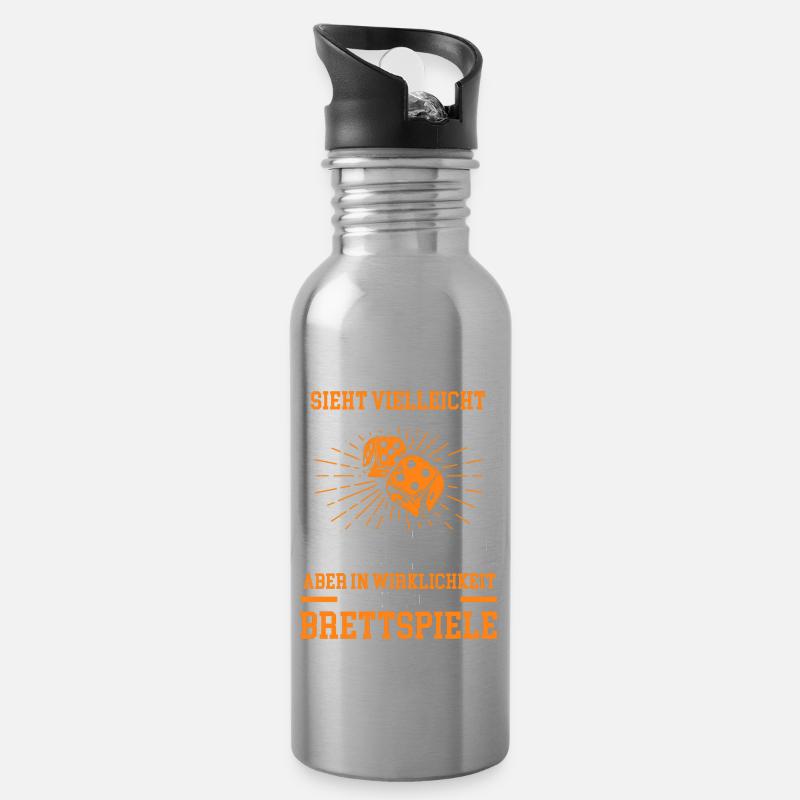 Brettspiele Fan - Trinkflasche mit integriertem Trinkhalm - Lightsilver