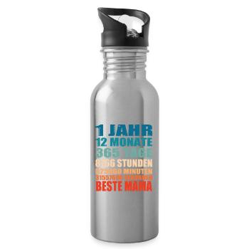 1 Jahre Beste Mama Spruch Muttertag Geschenk - Trinkflasche mit integriertem Trinkhalm - Lightsilver - Rechts