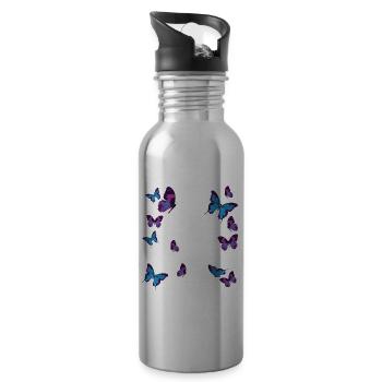 Christlicher Bibelvers Religion Schmetterling - Trinkflasche mit integriertem Trinkhalm - Lightsilver - Rechts