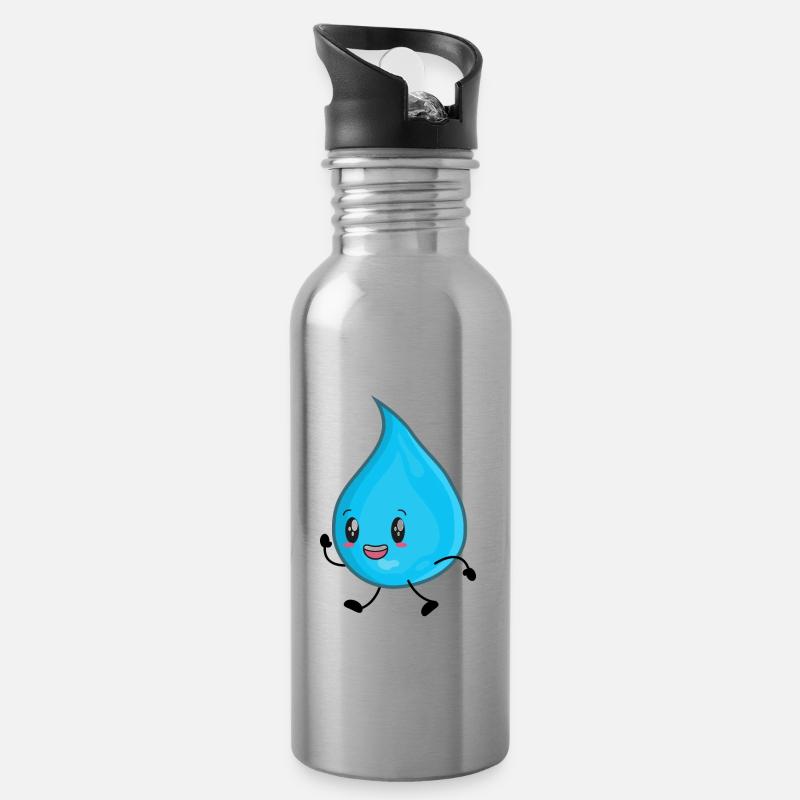 Gouttes d’eau - Gourde avec paille intégrée - argent clair