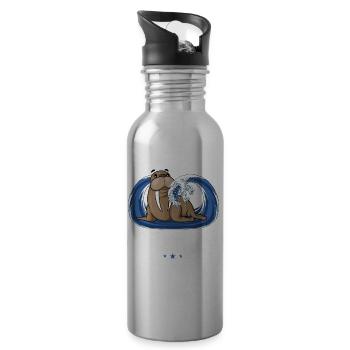 Walross - Trinkflasche mit integriertem Trinkhalm - Lightsilver - Rechts