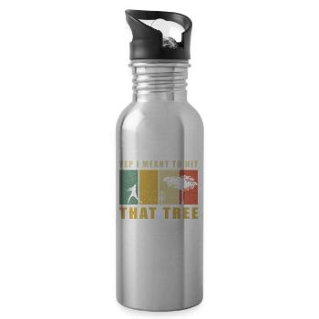 Discgolf Disc Golf | Discgolfspieler Geschenk - Trinkflasche mit integriertem Trinkhalm - Lightsilver - Rechts