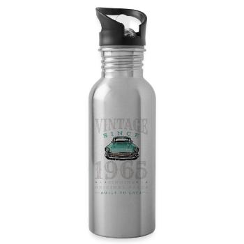 Vintage 1965 65 Birthday Retro Vintage Gift - Water bottle with straw - silver - Right
