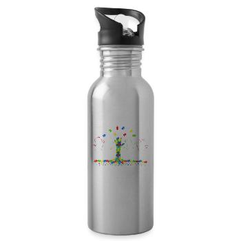 Autismus Bewusstsein - Trinkflasche mit integriertem Trinkhalm - Lightsilver - Rechts