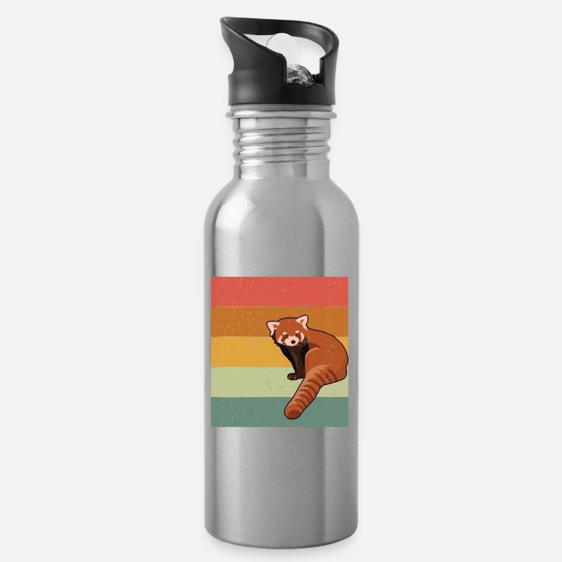 Roter Panda - Trinkflasche mit integriertem Trinkhalm - Lightsilver