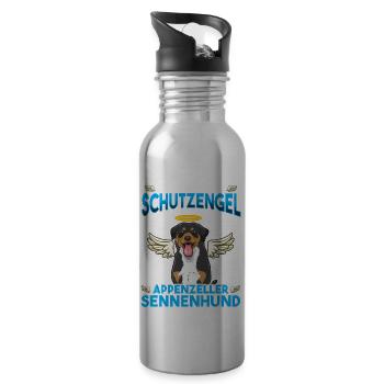 Appenzeller Sennenhund lustiger Spruch - Trinkflasche mit integriertem Trinkhalm - Lightsilver - Rechts
