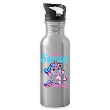 Einhorn ich nicht schwitzen I Sparkle Geschenk - Trinkflasche mit integriertem Trinkhalm - Lightsilver - Rechts