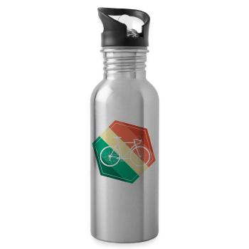 Bicycle Vintage Motif Mountain Bike Motif - Water bottle with straw - silver - Right